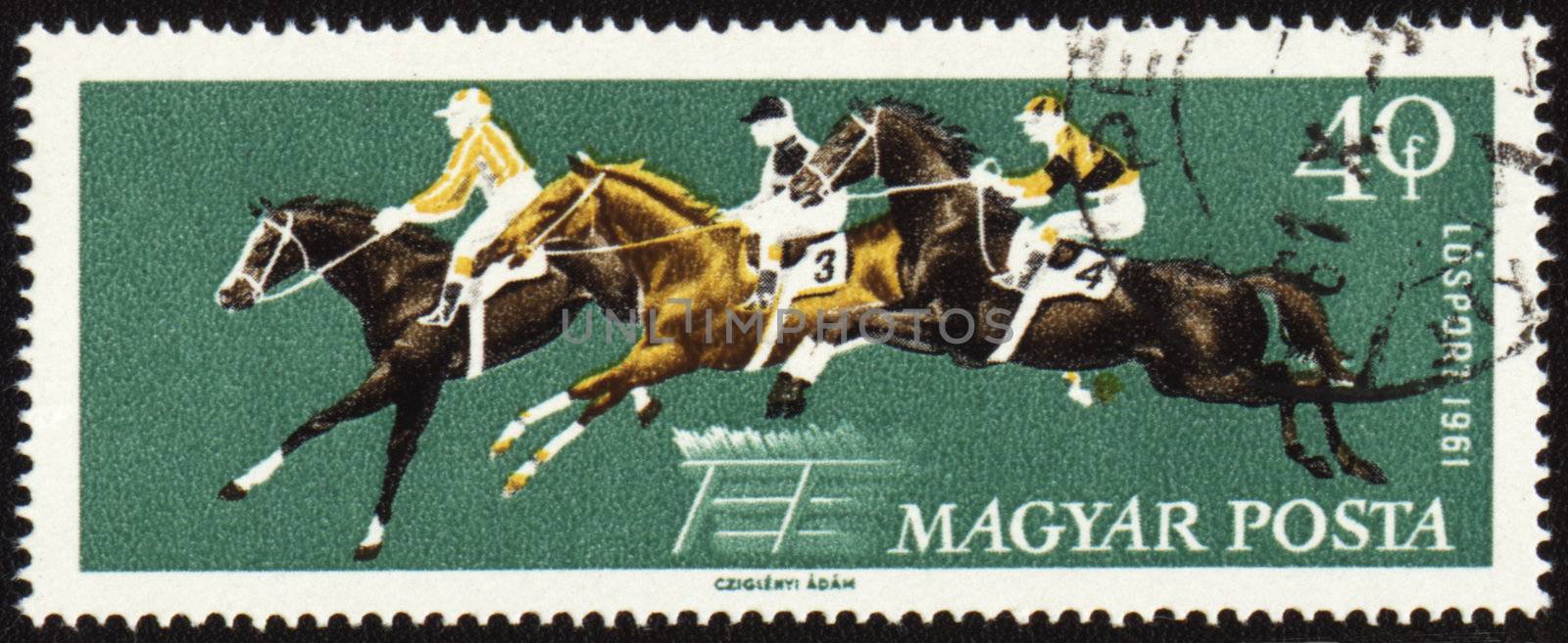 Jumping show on post stamp by wander