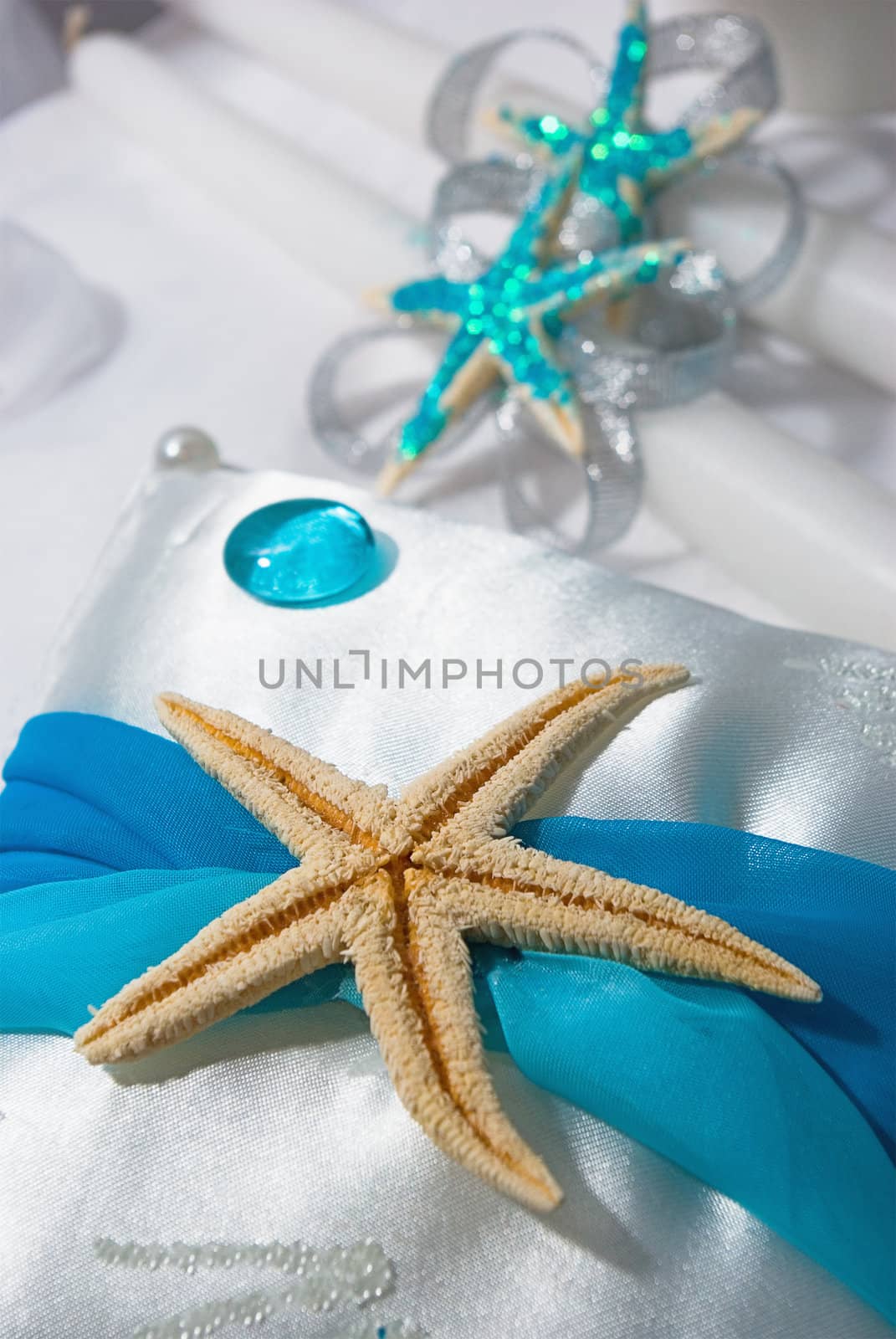 wedding accessories decorated with starfish