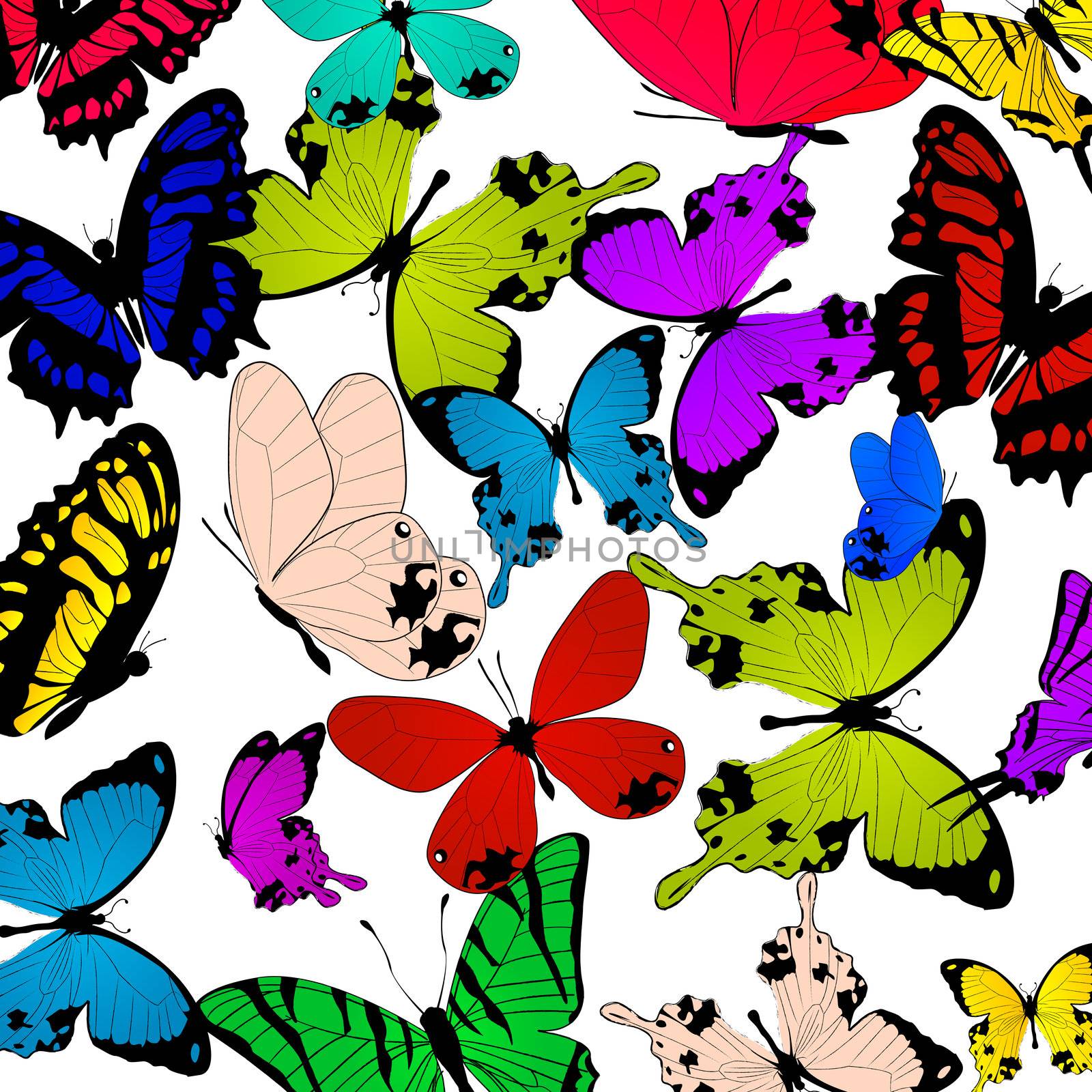 Background illustration with butterflies