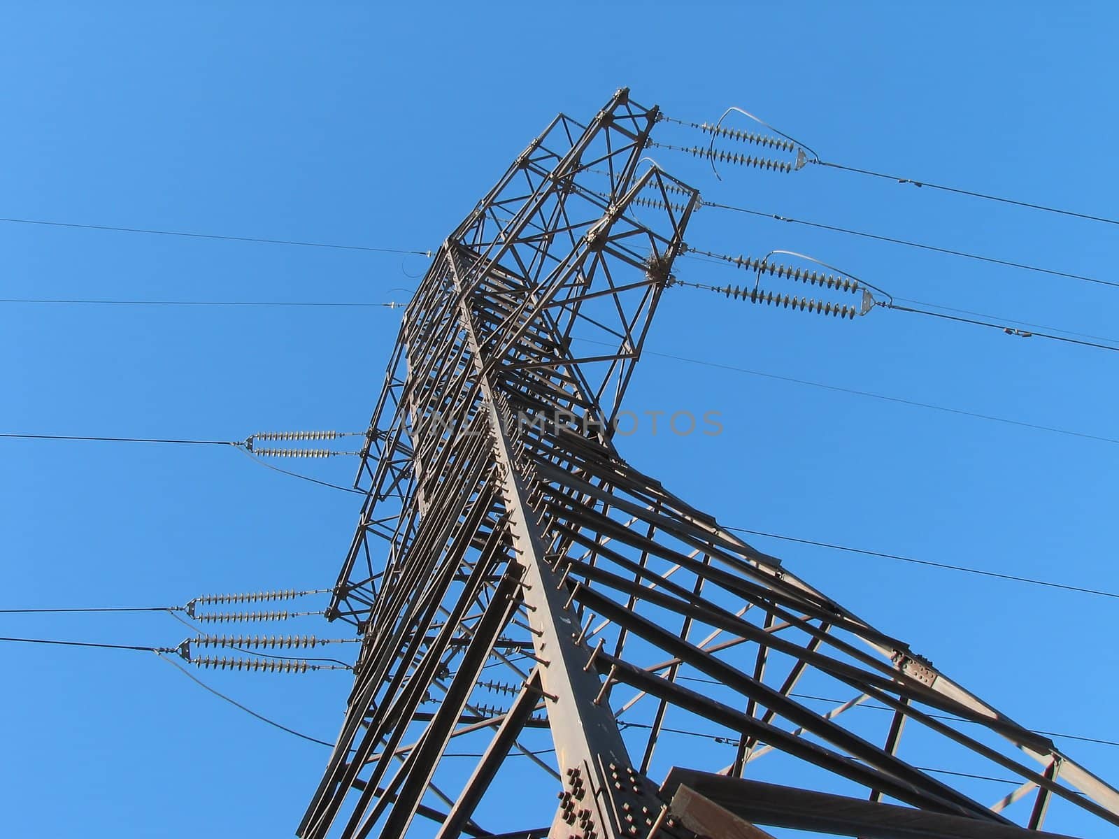 Power transmission tower, view from below