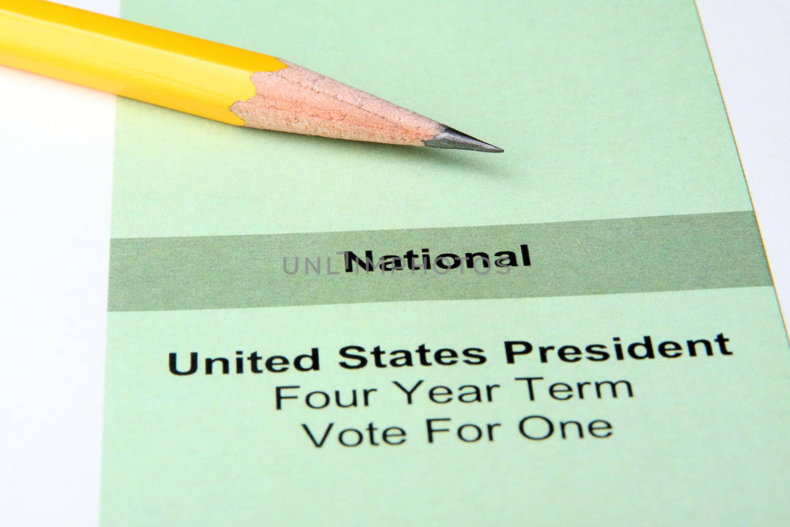 Close up of ballot for US president with pencil
