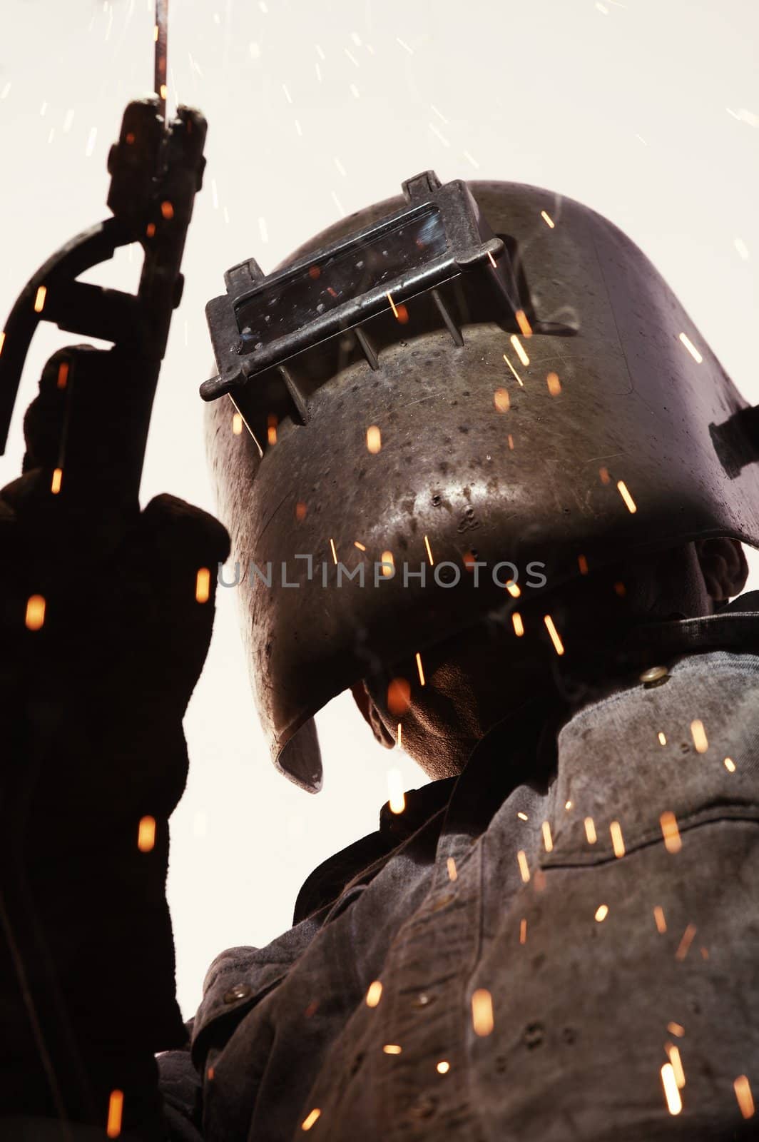 a arc welder busy at work