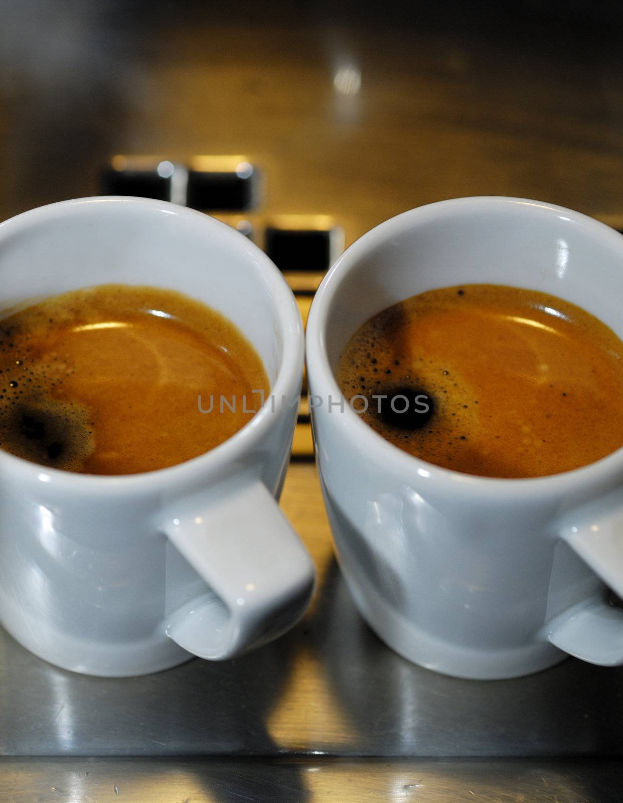 two ready coffes seved in typical porcelain small cup, Milan,Italy