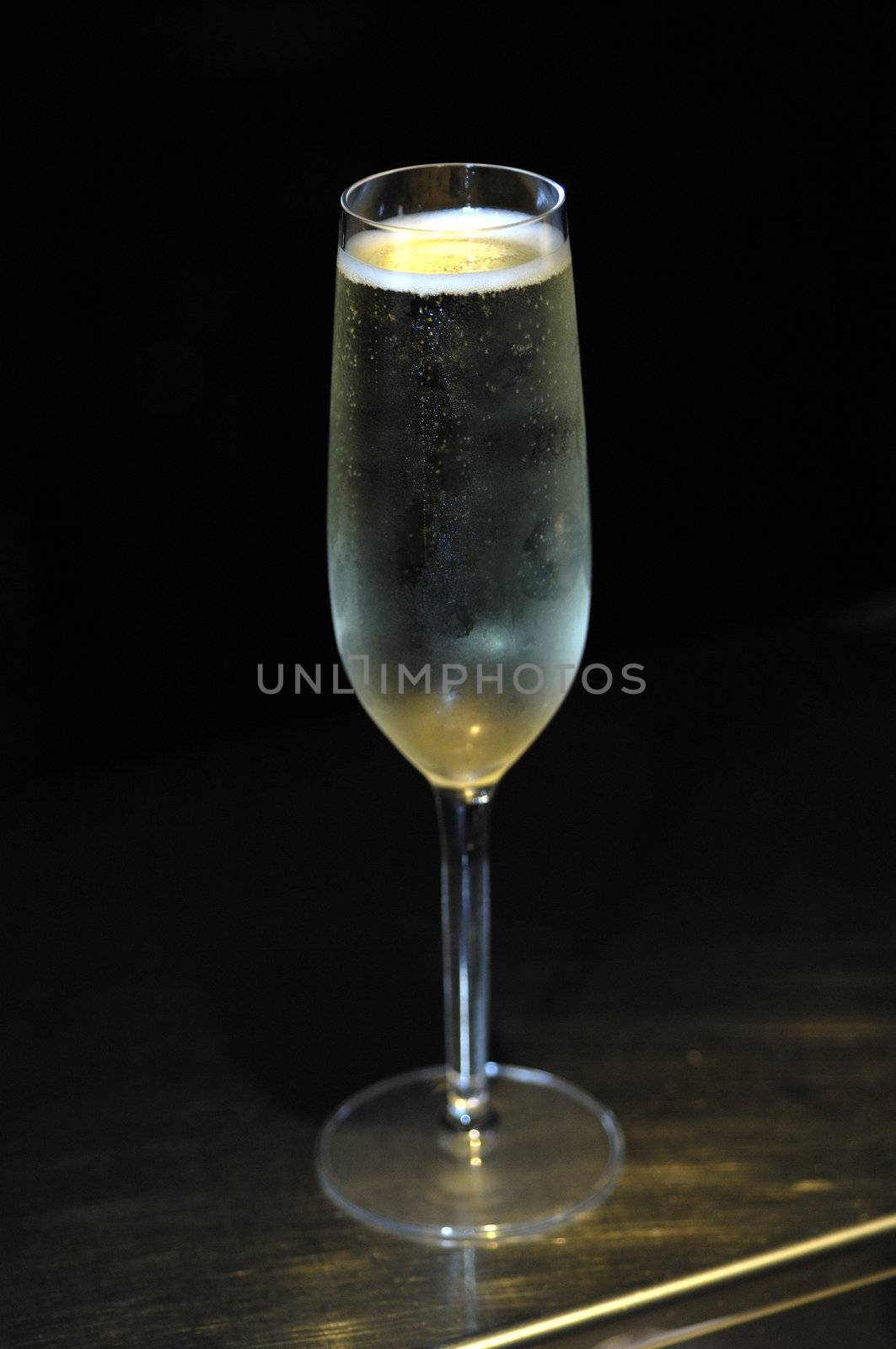 sparkling white wine in flute glass for celebration