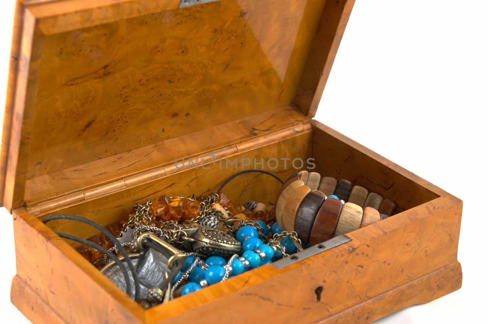 Casket with ornaments on a white background