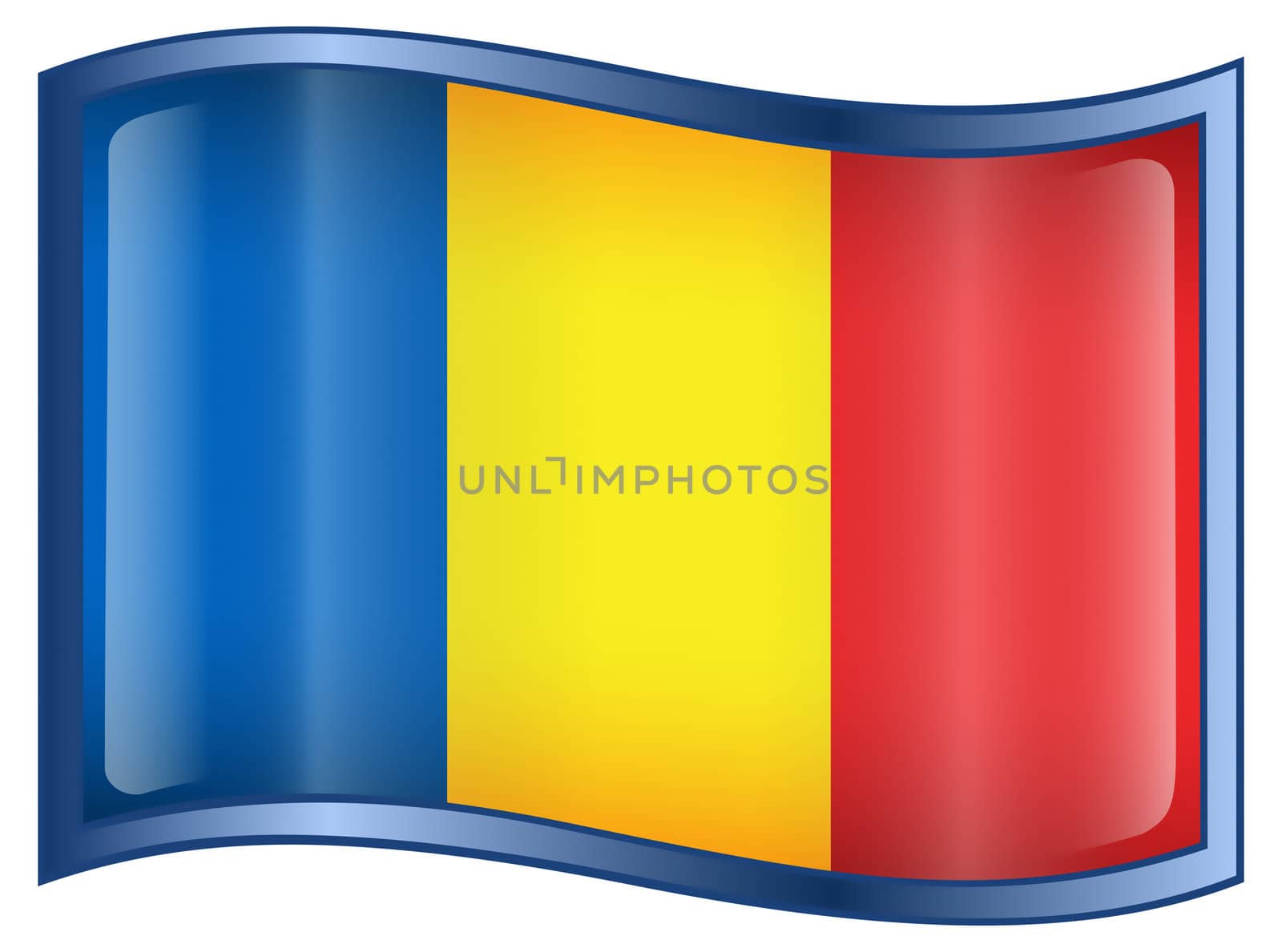 Chadian Flag icon, isolated on white background.