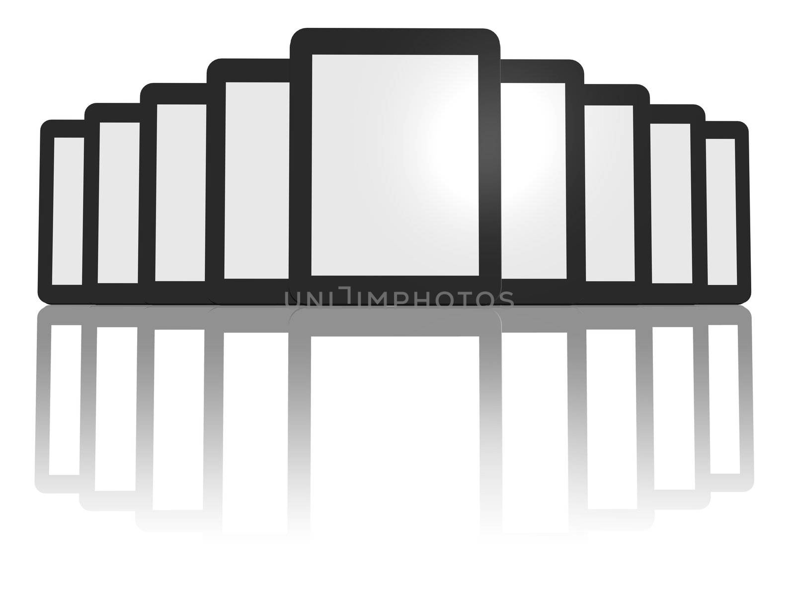 Group of Two Tablet Computers on white background