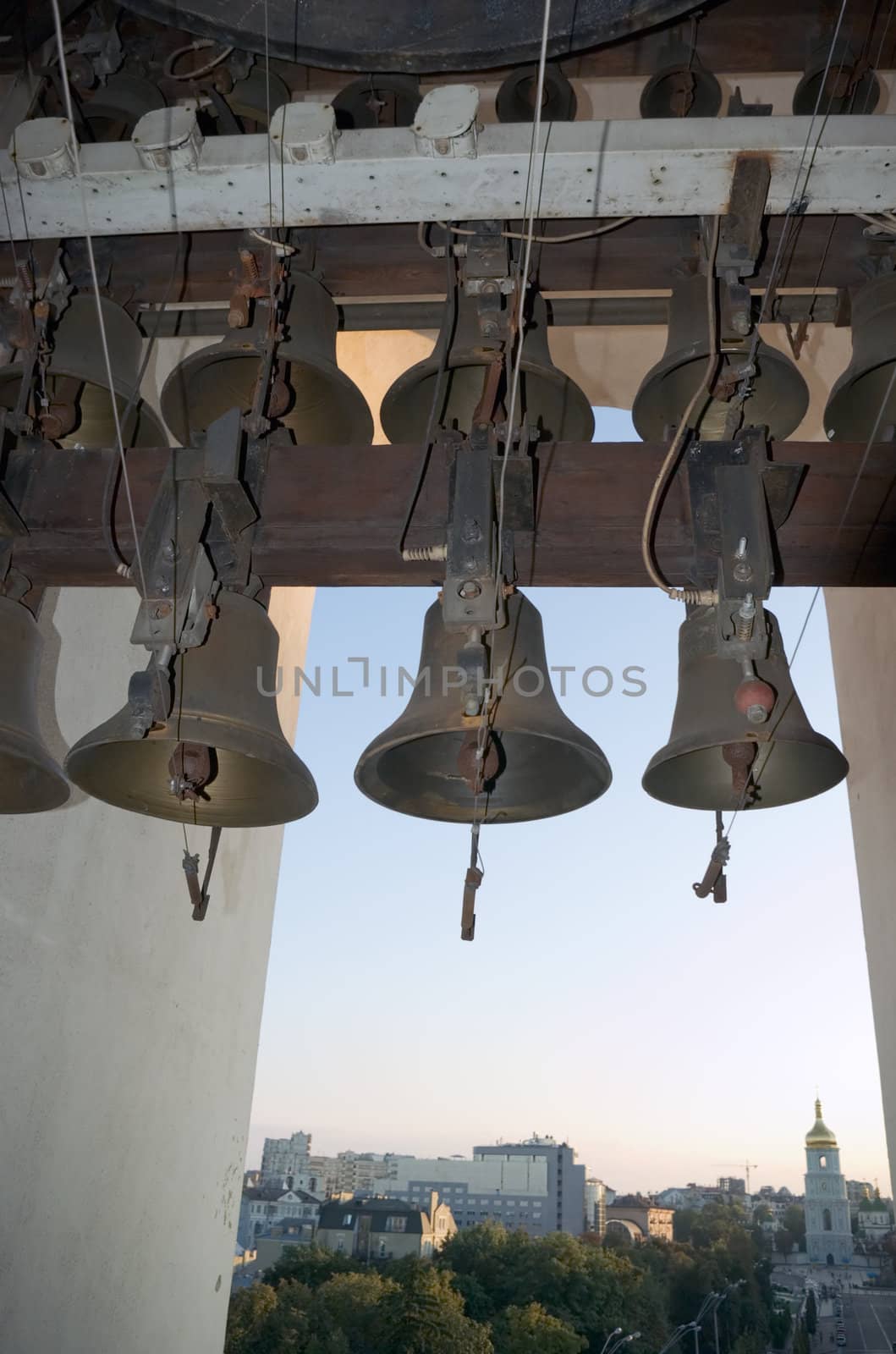 
bronze church bells in the bell tower