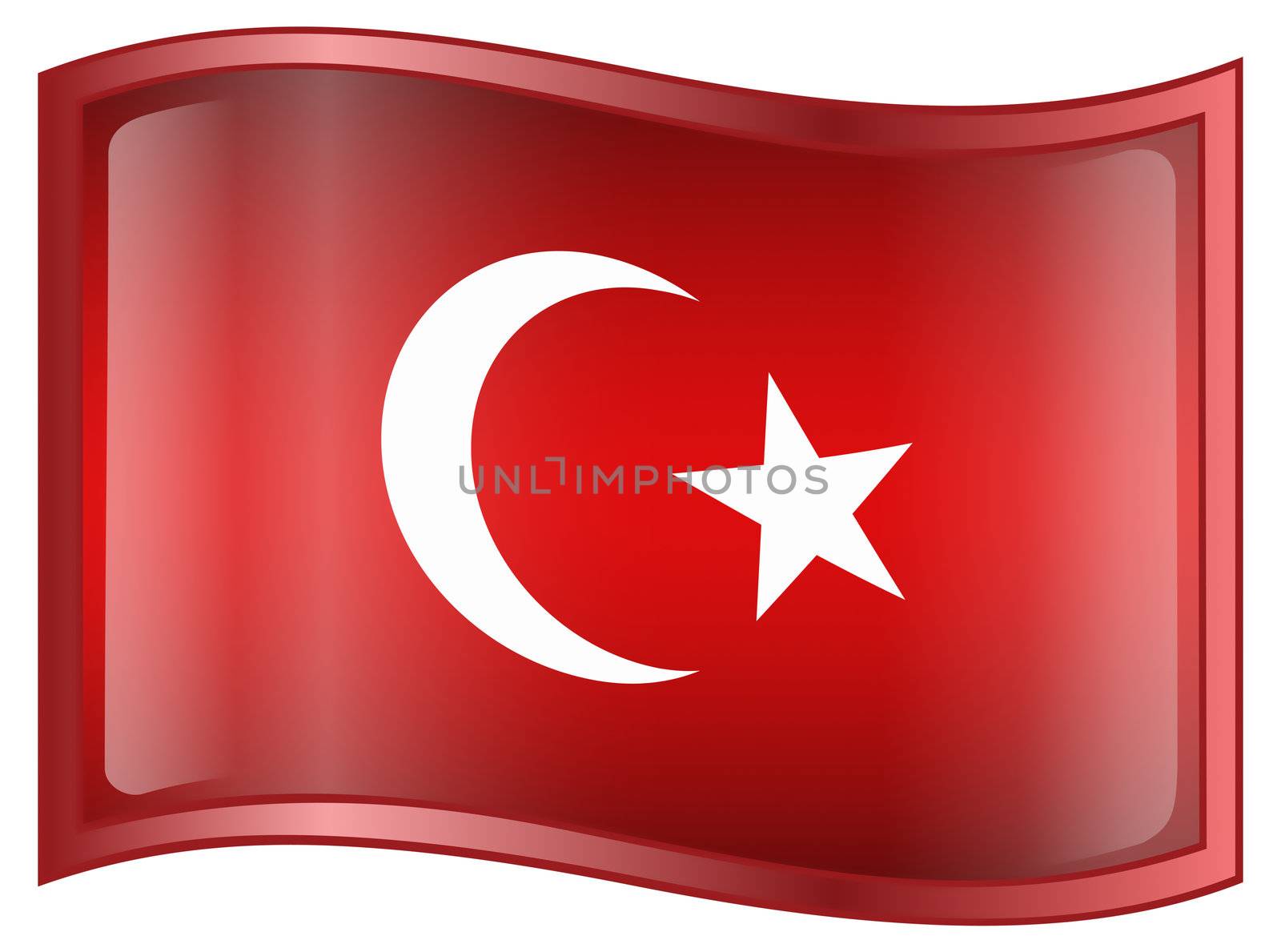 Turkey Flag Icon, isolated on white background.