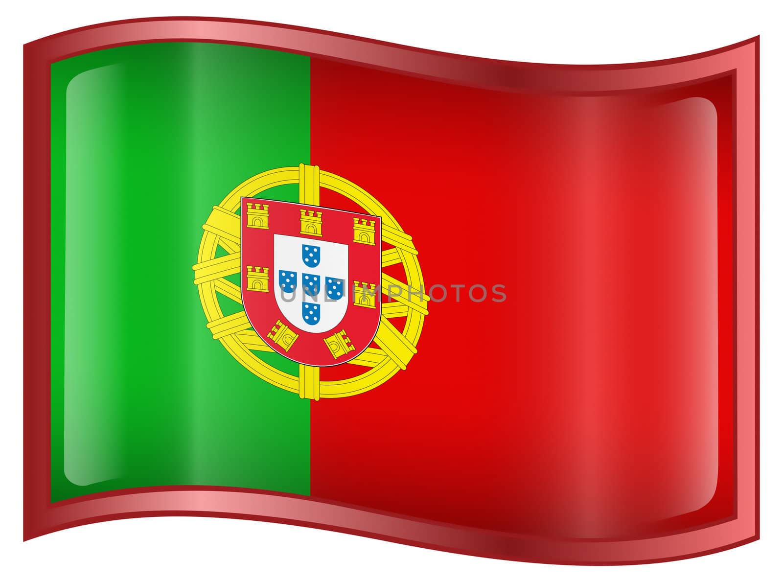 Portugal Flag Icon, isolated on white background.