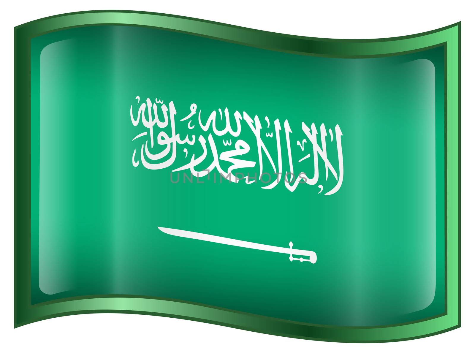 Saudi Arabia Flag Icon, isolated on white background.