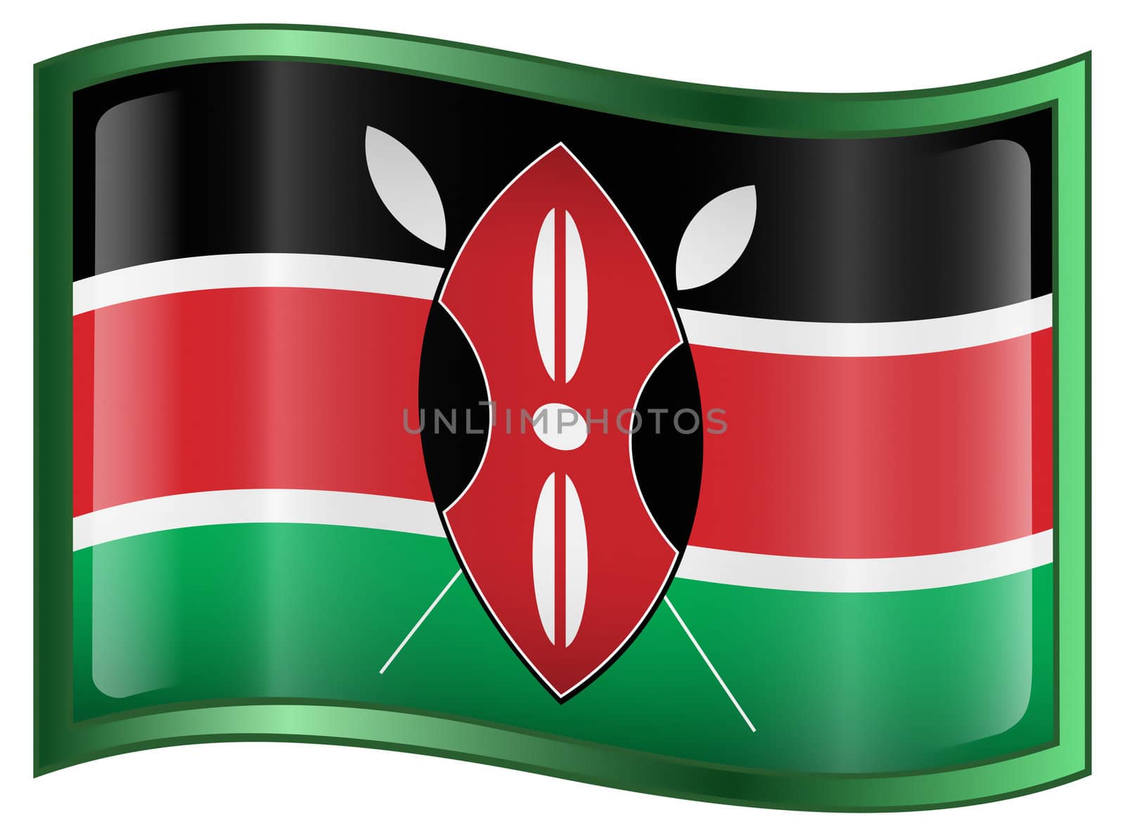 Kenya Flag Icon, isolated on white background. by zeffss