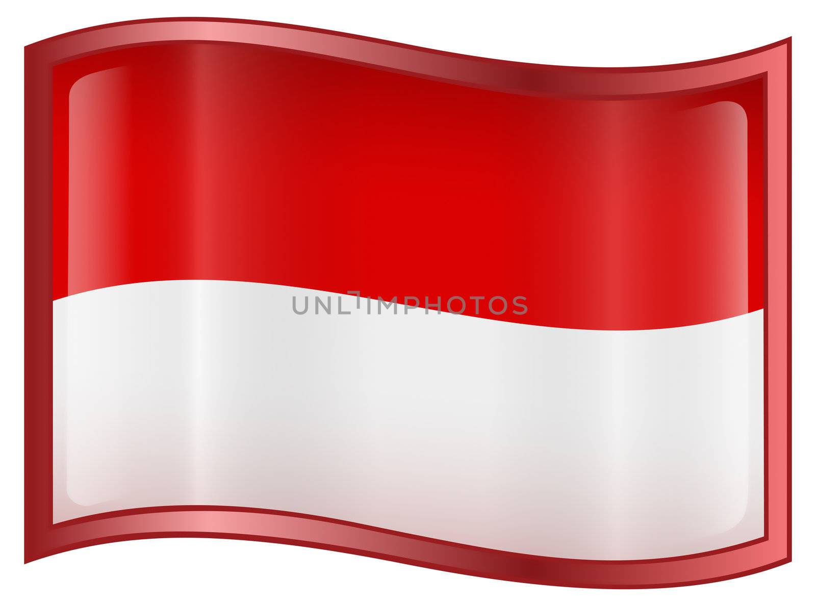 Indonesia Flag Icon, isolated on white background.