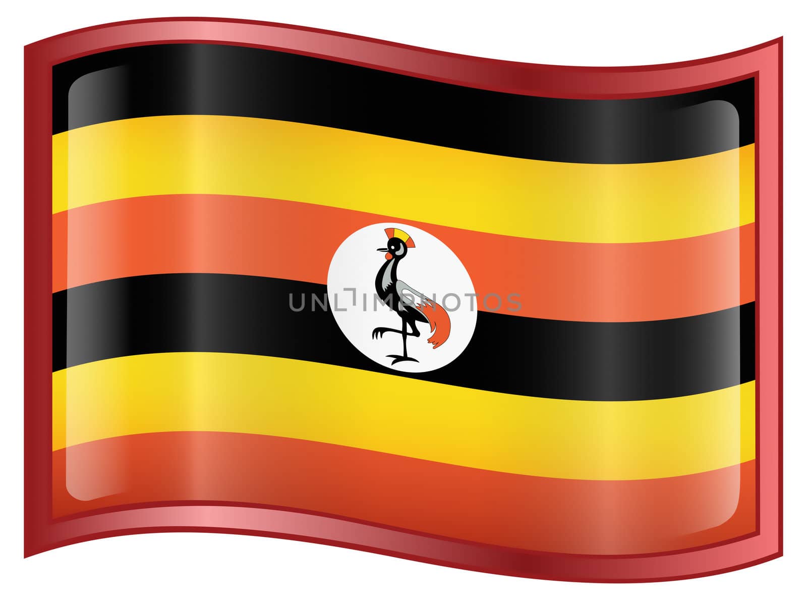 Uganda Flag icon, isolated on white background. by zeffss