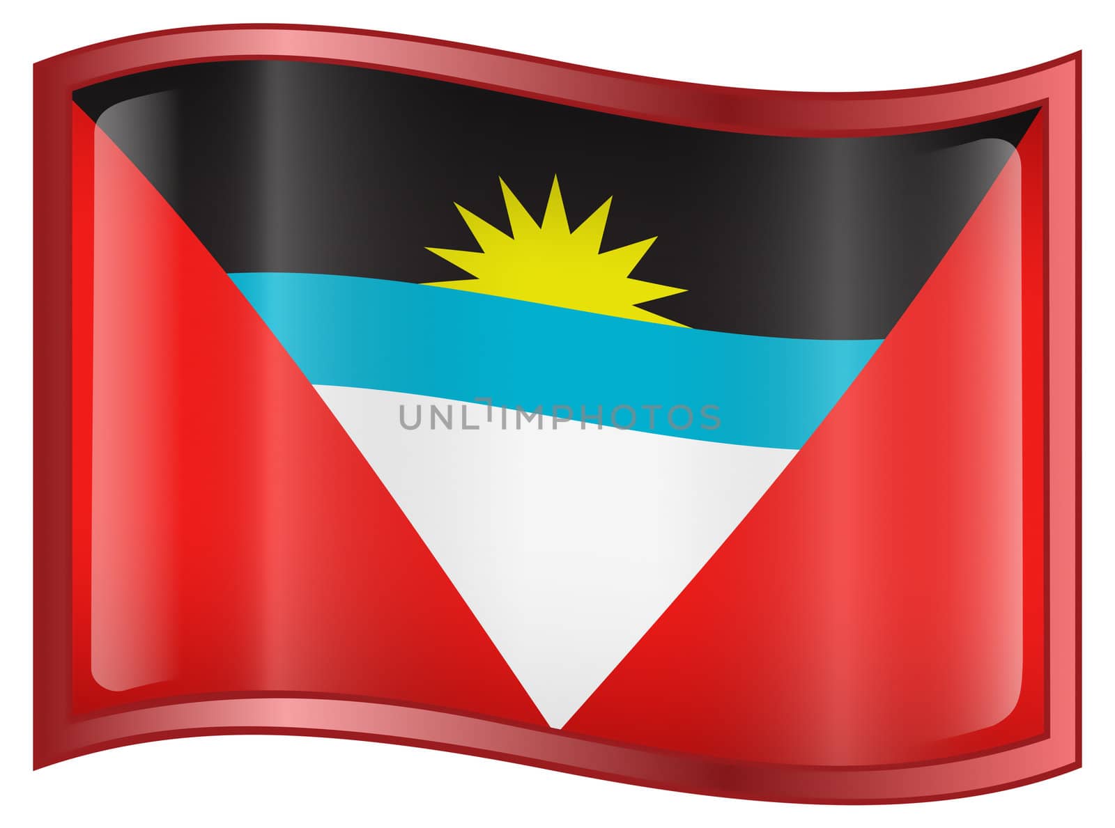 Antigua and Barbuda Flag icon, isolated on white background.