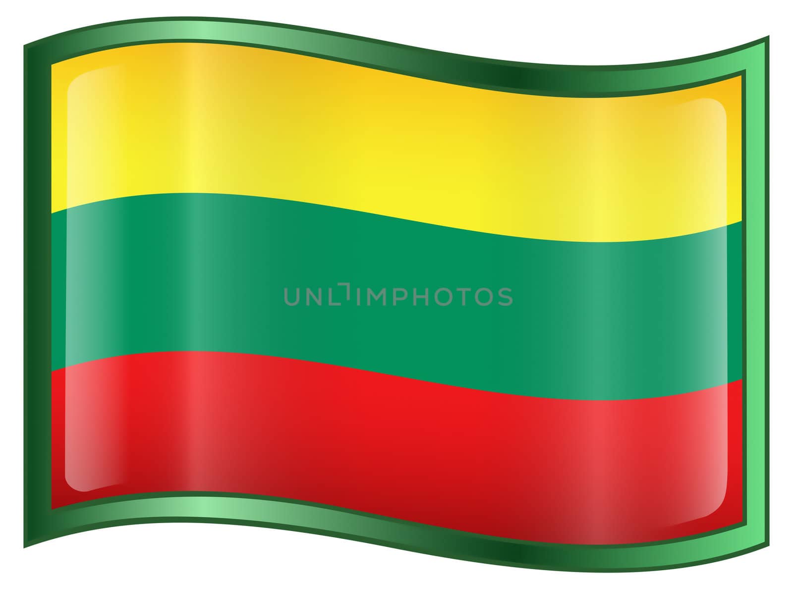 Lithuania Flag Icon, isolated on white background.