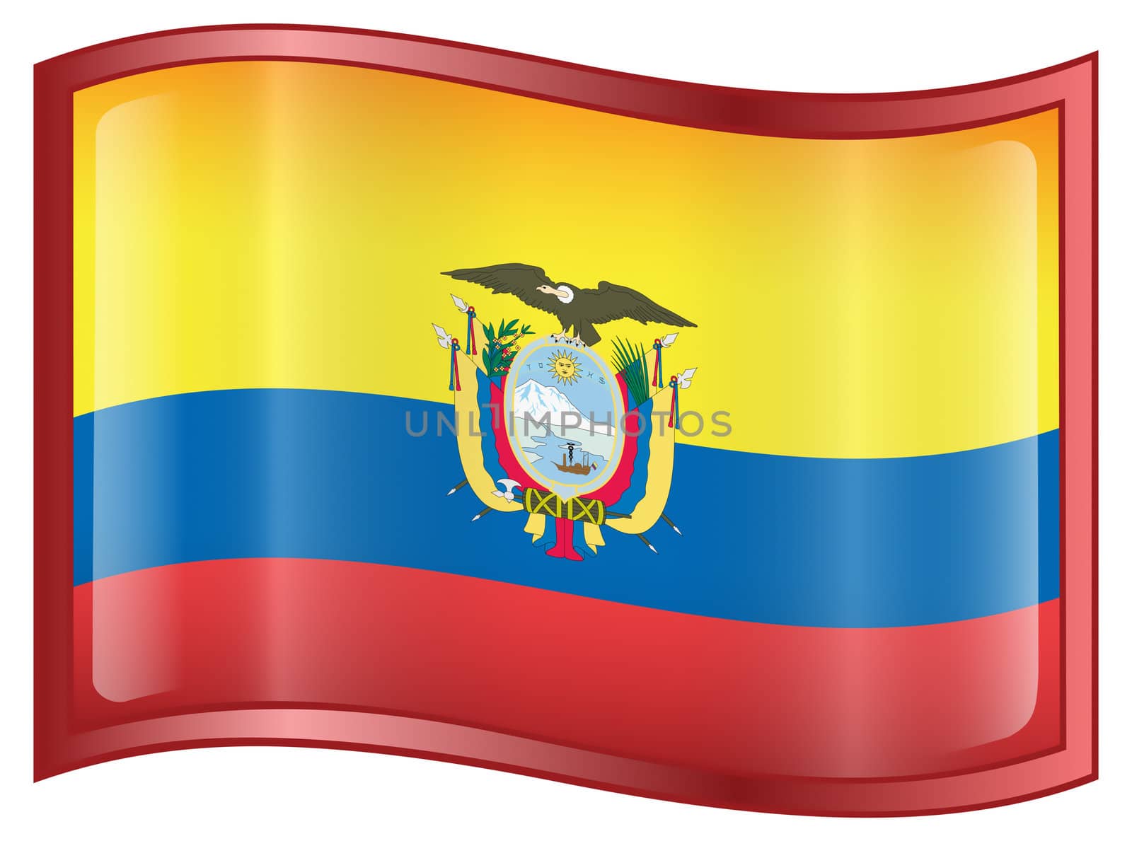 Ecuadorian Flag icon, isolated on white background.