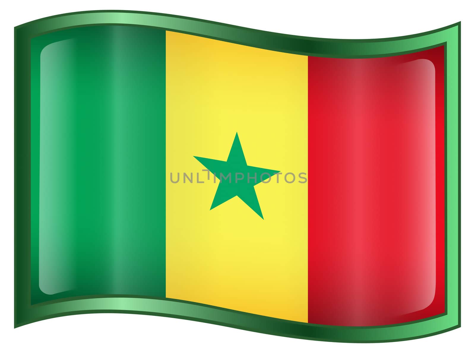 Senegal Flag icon, isolated on white background.