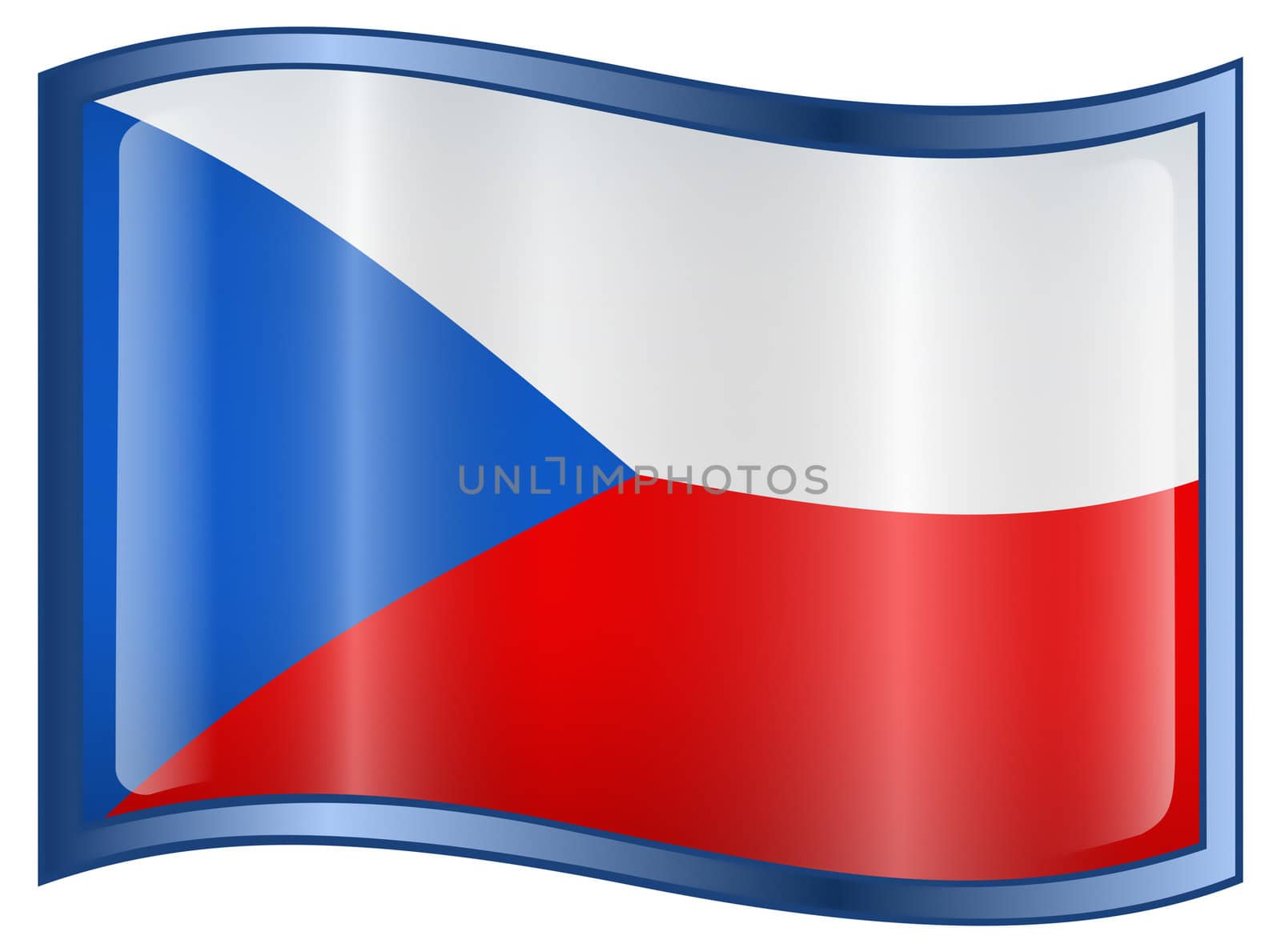 Czech Flag icon, isolated on white background.