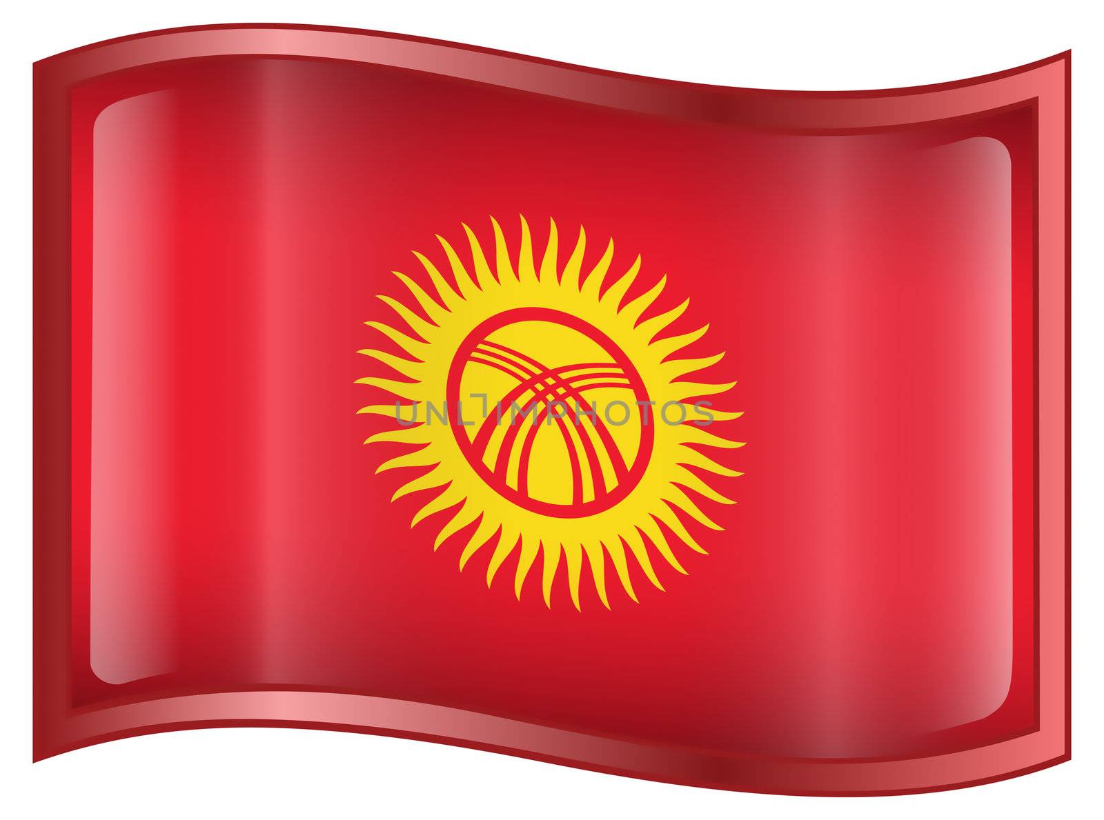 Kyrgyzstan Flag icon, isolated on white background.