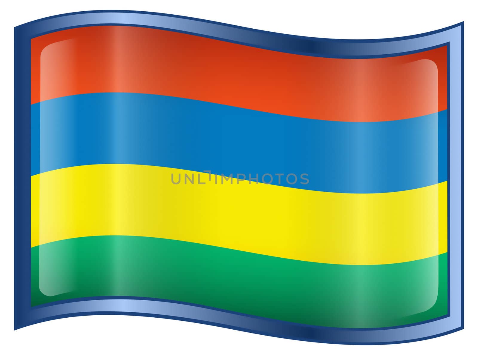 Mauritius Flag icon, isolated on white background.