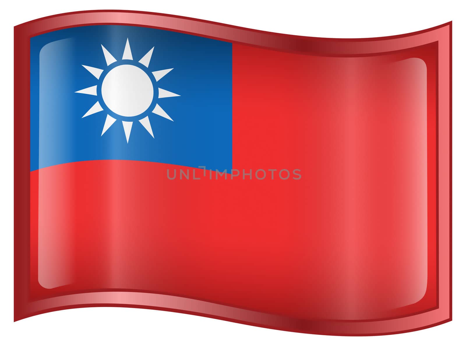 Taiwan Flag icon, isolated on white background.