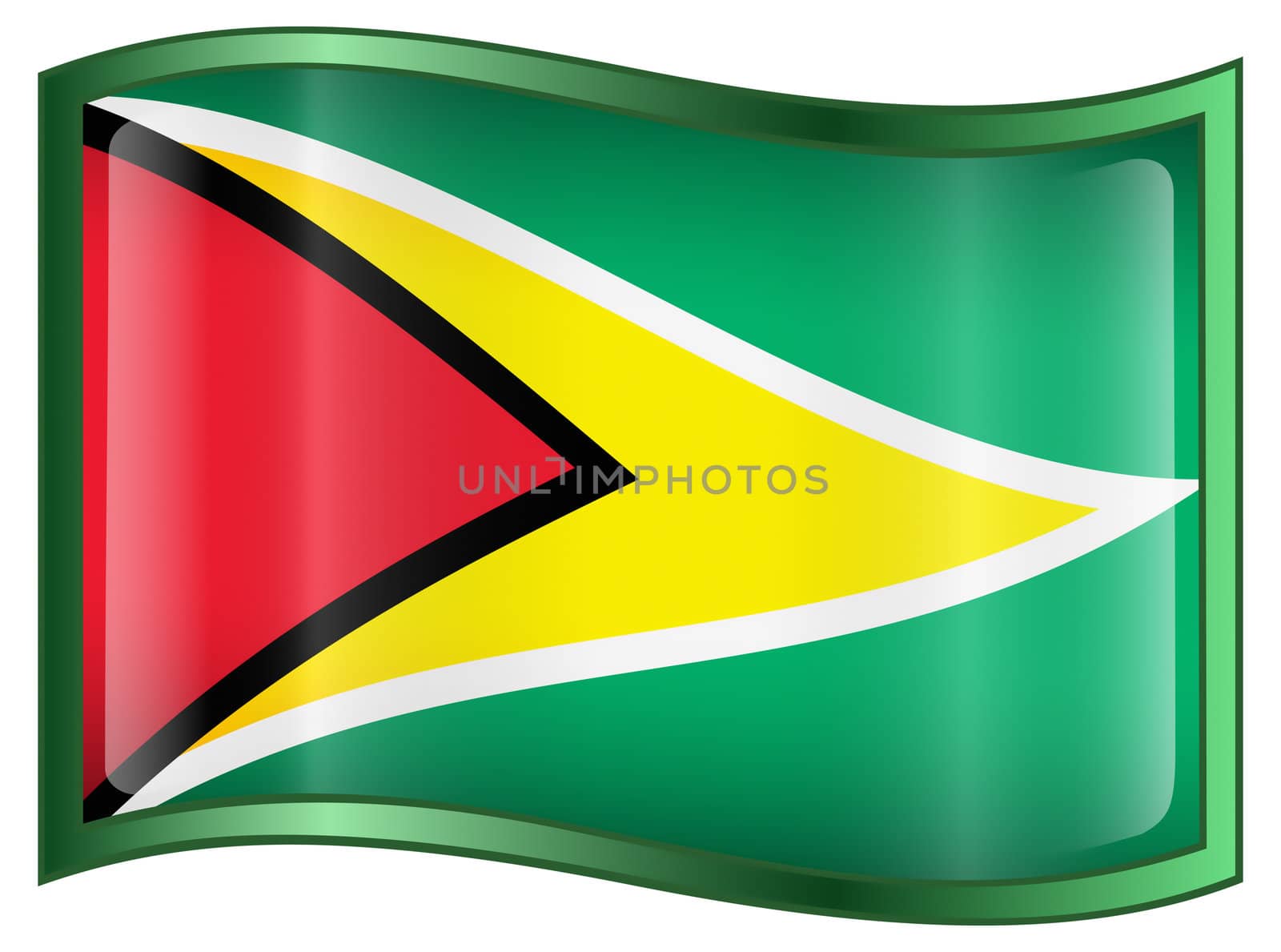 Guyana Flag icon, isolated on white background.