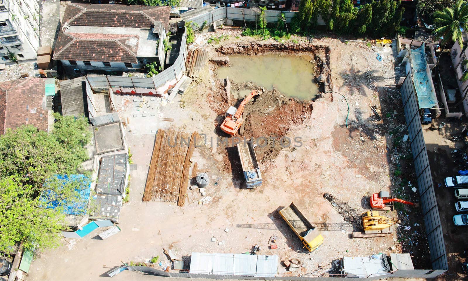 start of foundation works at build site, mumbai india