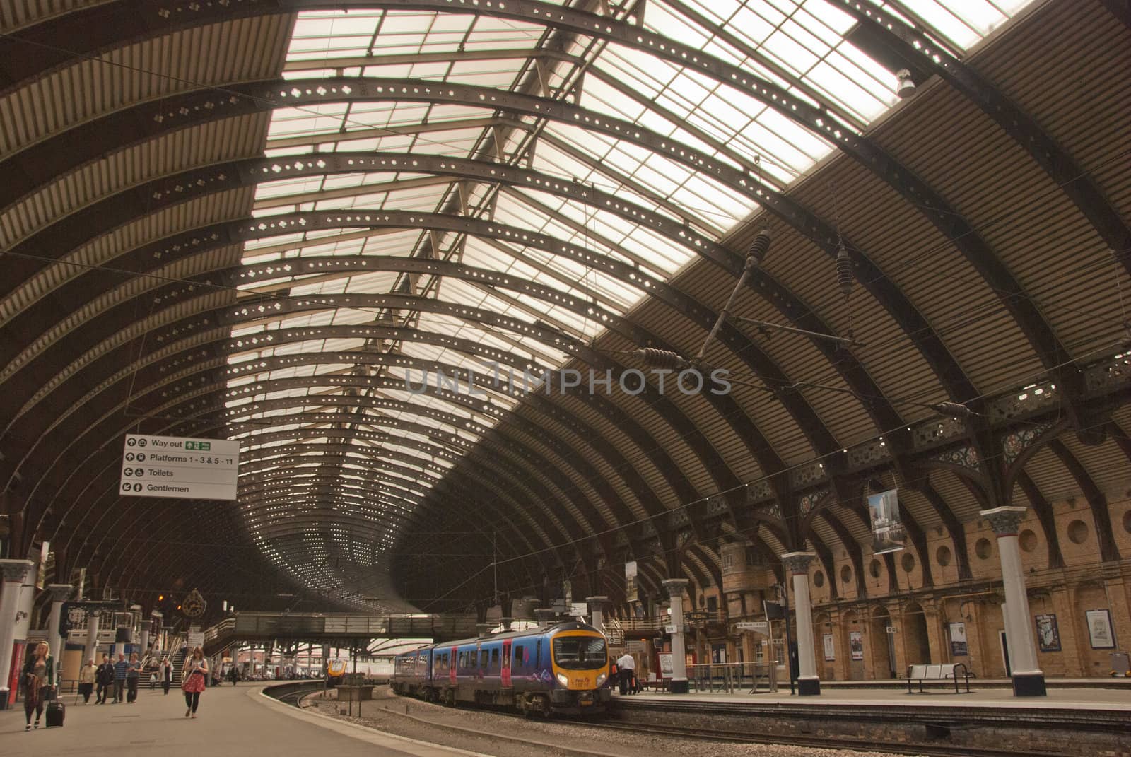 The Arched Steel Roof of a Main Line Station in Yorkshire