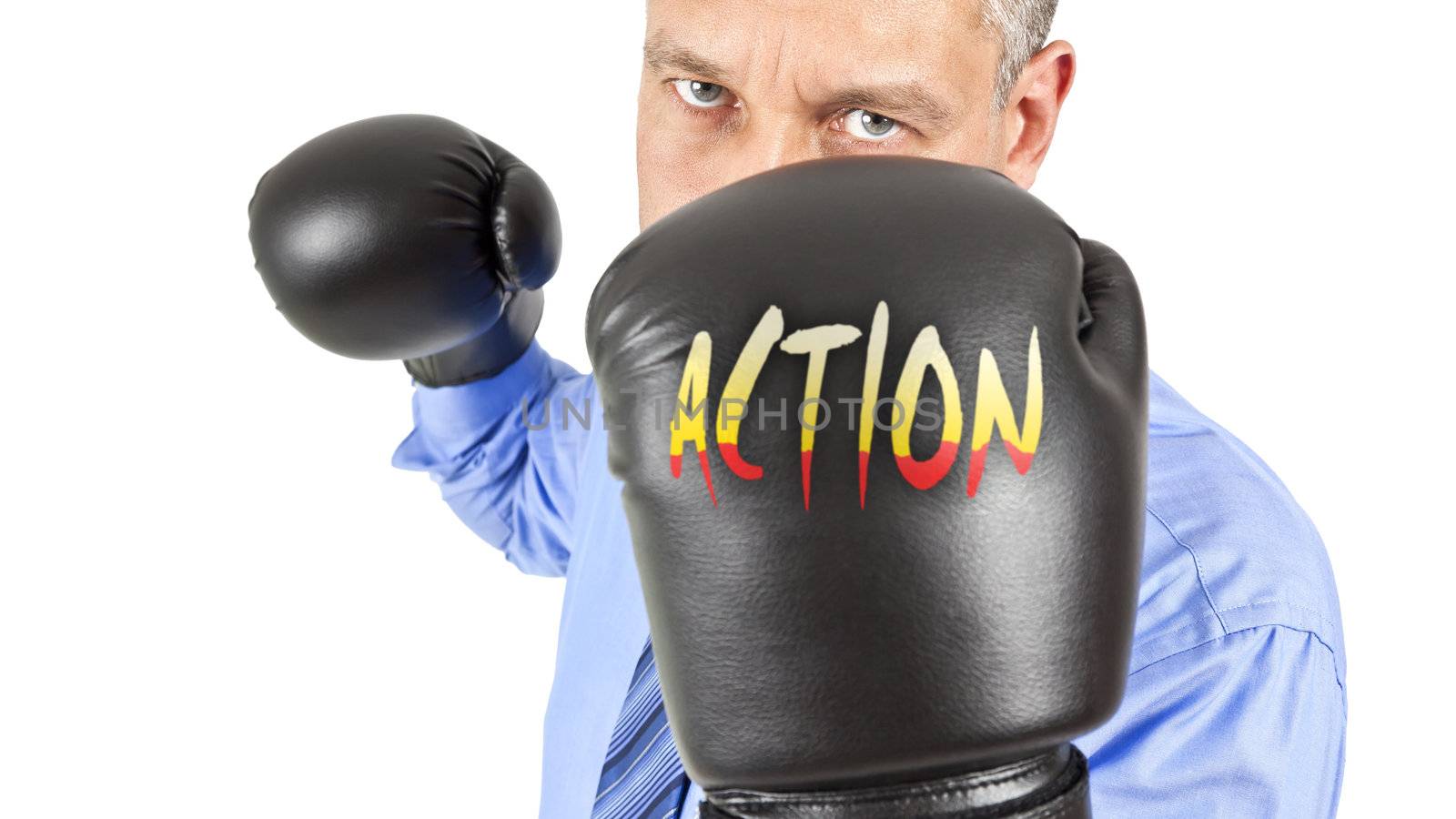 An image of a business man boxing