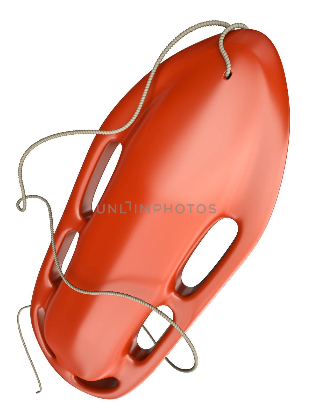 Red rescue buoy isolated on white background. 3D render.