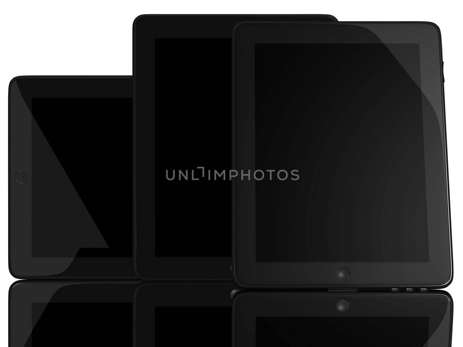Group of Tablet Computers isolated on white