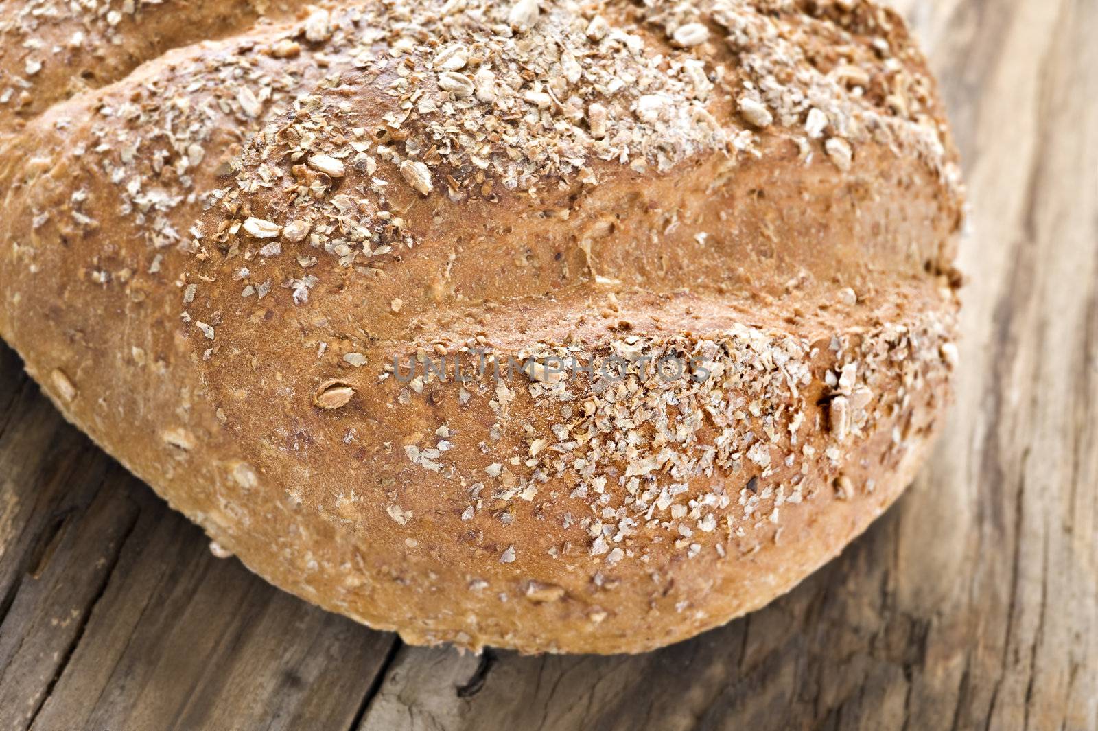 Healthy whole wheat bread - close up with shallow depth of field