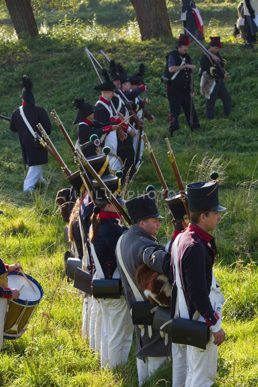 Willemstad - October 23: Replay of Napoleonic period in the Netherlands with battle between French, Dutch and English troops at Fort Sabina, October 23, 2011, Fort Sabina, Willemstad, the Netherlands