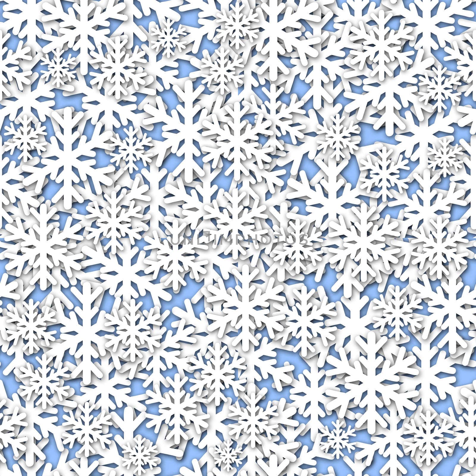 White Snowflakes Seamless Tile on Blue Background Illustration