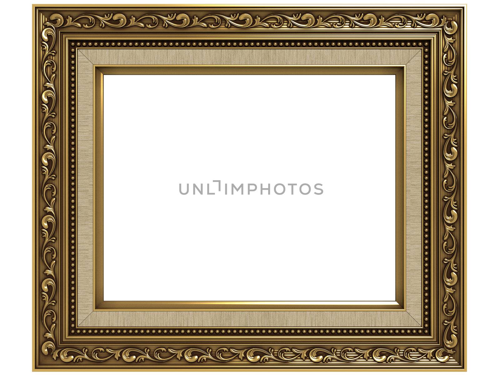 Old Picture Frame Isolated On White Background, Design Element
