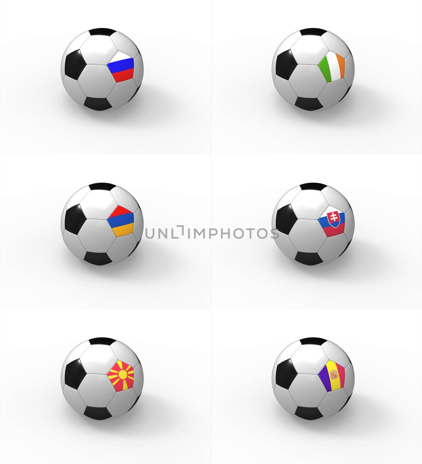 Euro 2012, soccer ball with flag - Group B, Russia, Ireland, Armenia, Slovakia, Macedonia, Andorra