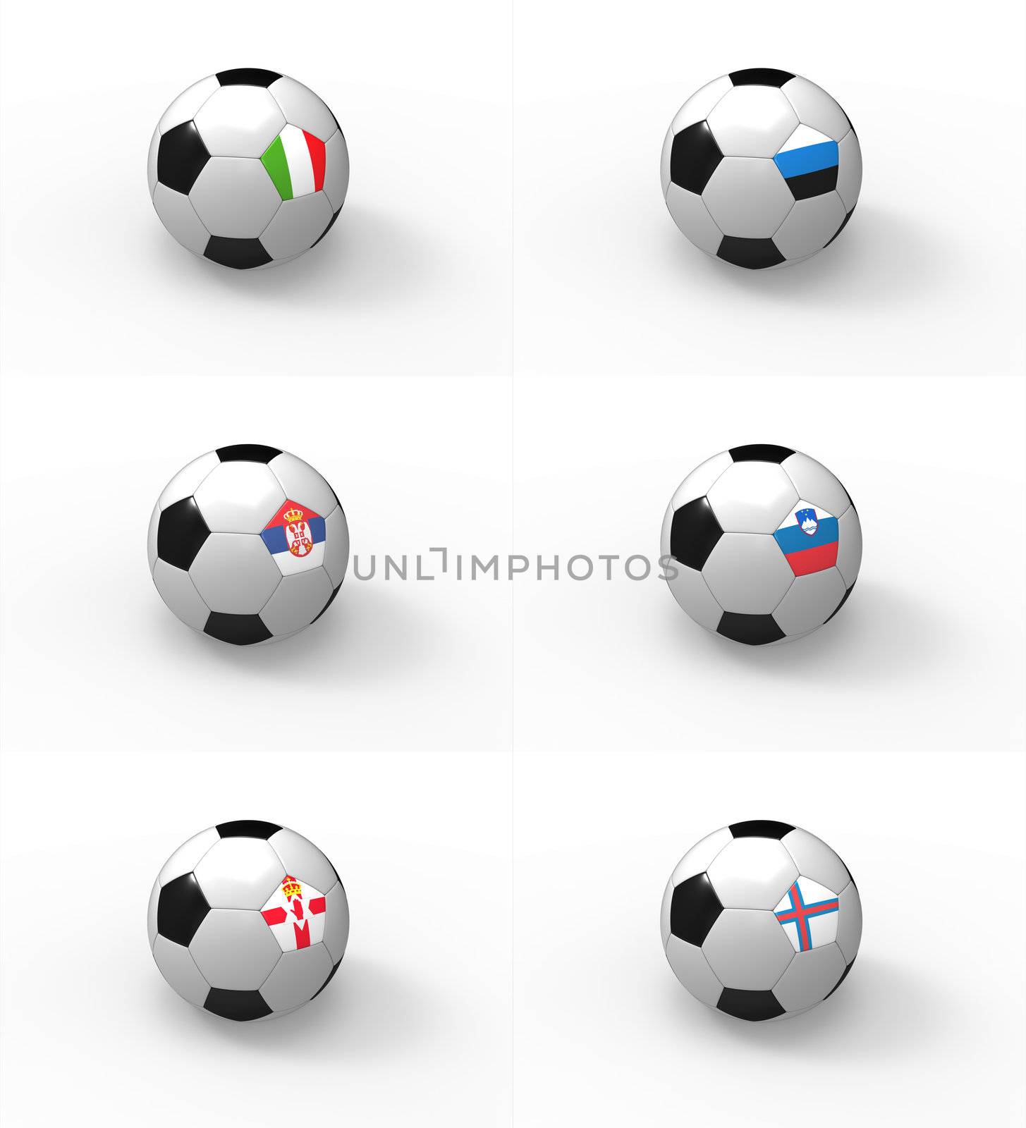 Euro 2012, soccer ball with flag - Group C - Italy, Estonia, Serbia, Slovenia, Northern Ireland, Faroe Islands