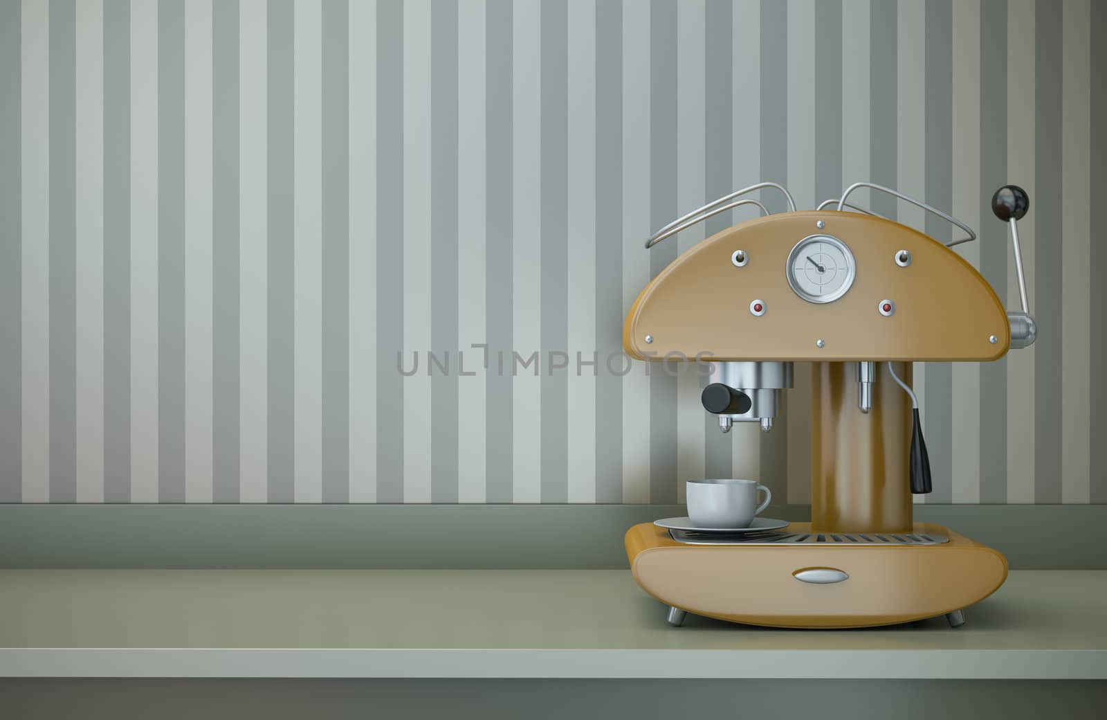 Retro coffee machine. 3D render