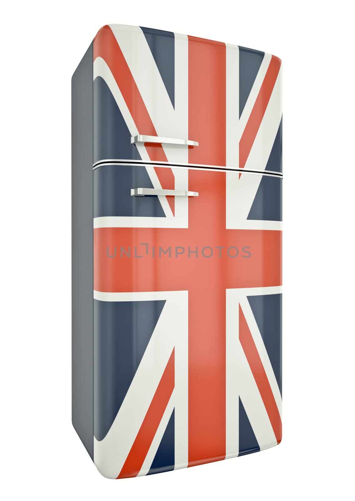 Union Jack fridge. 3D render.