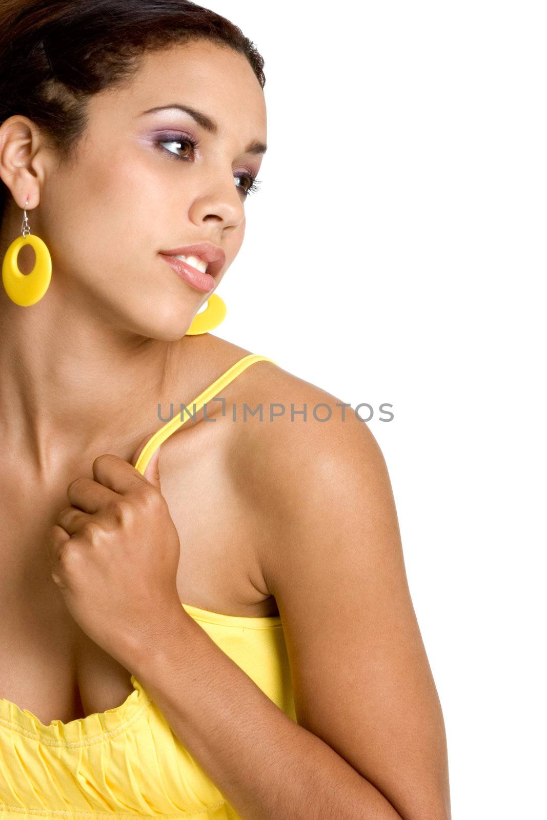 Pretty yellow dress black woman