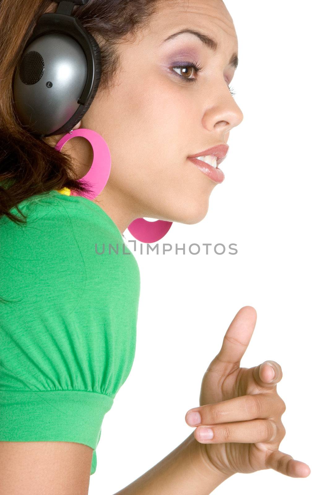 African american headphones music girl