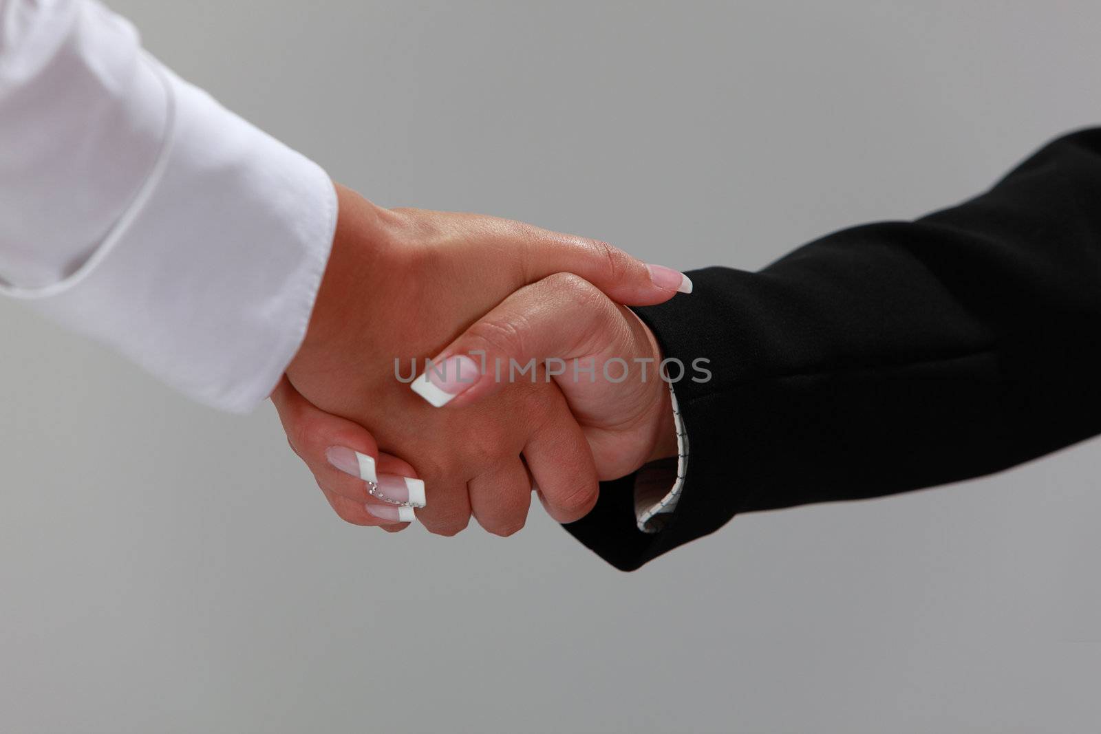 Close up image of women shaking hands.