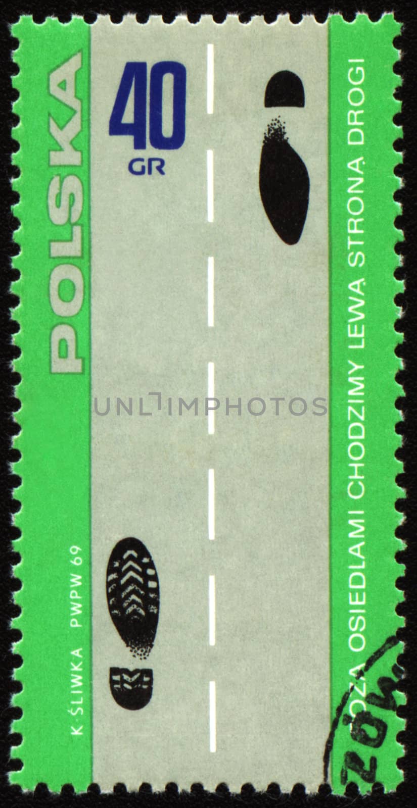 POLAND - CIRCA 1969: a stamp printed in Poland shows scheme for foot-passenger, explaining rules of the road, circa 1969