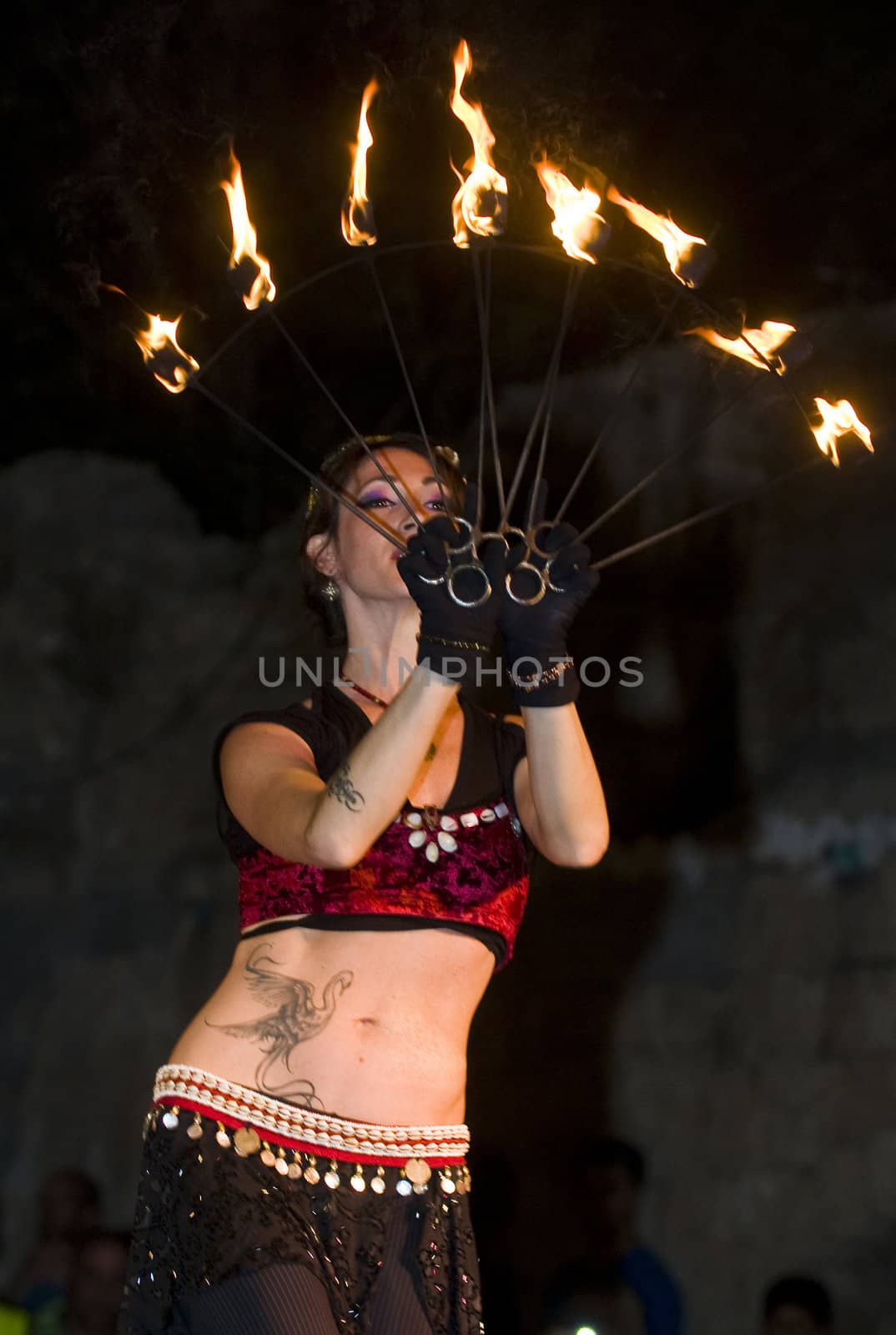 ACCO , ISRAEL - OCT 17 : An unidentified dancer perform in the annual "Acco festival of alternative theatre"  take place in the old city of Acco , Israel on October 17 2011 