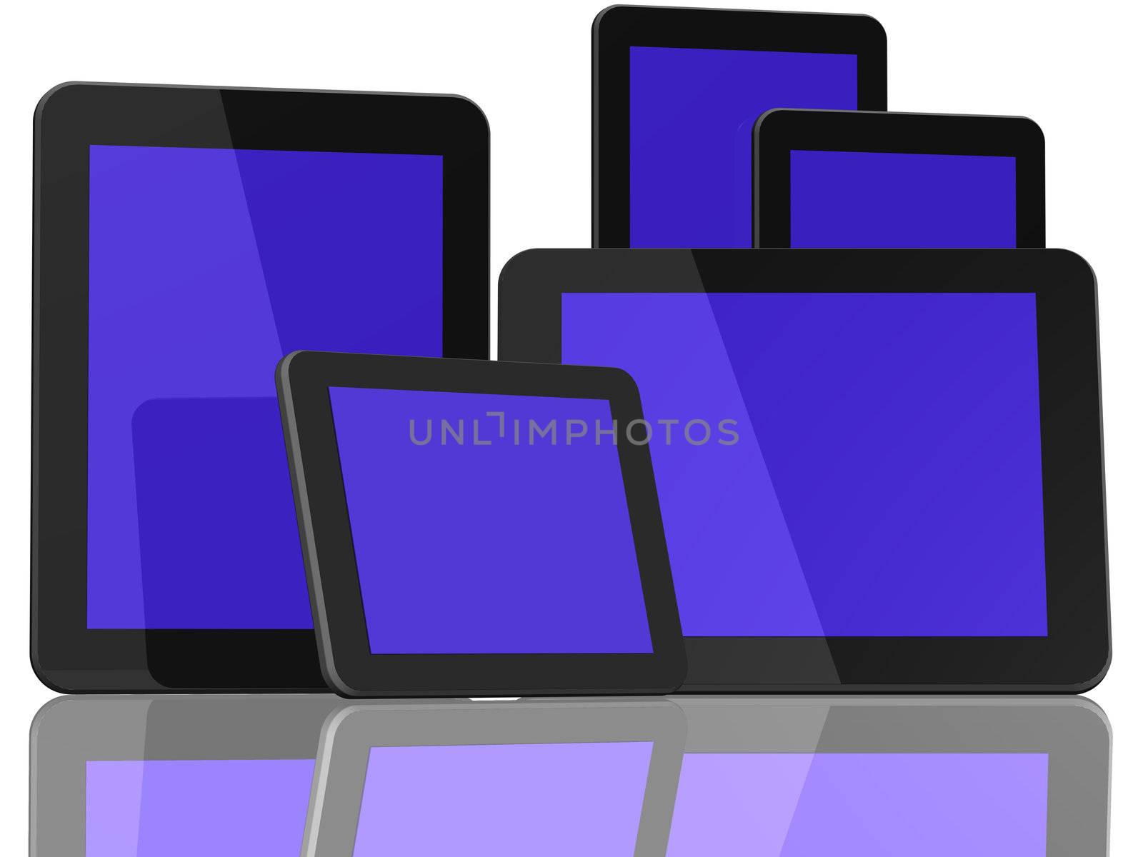 Group of Tablet Computers on white background