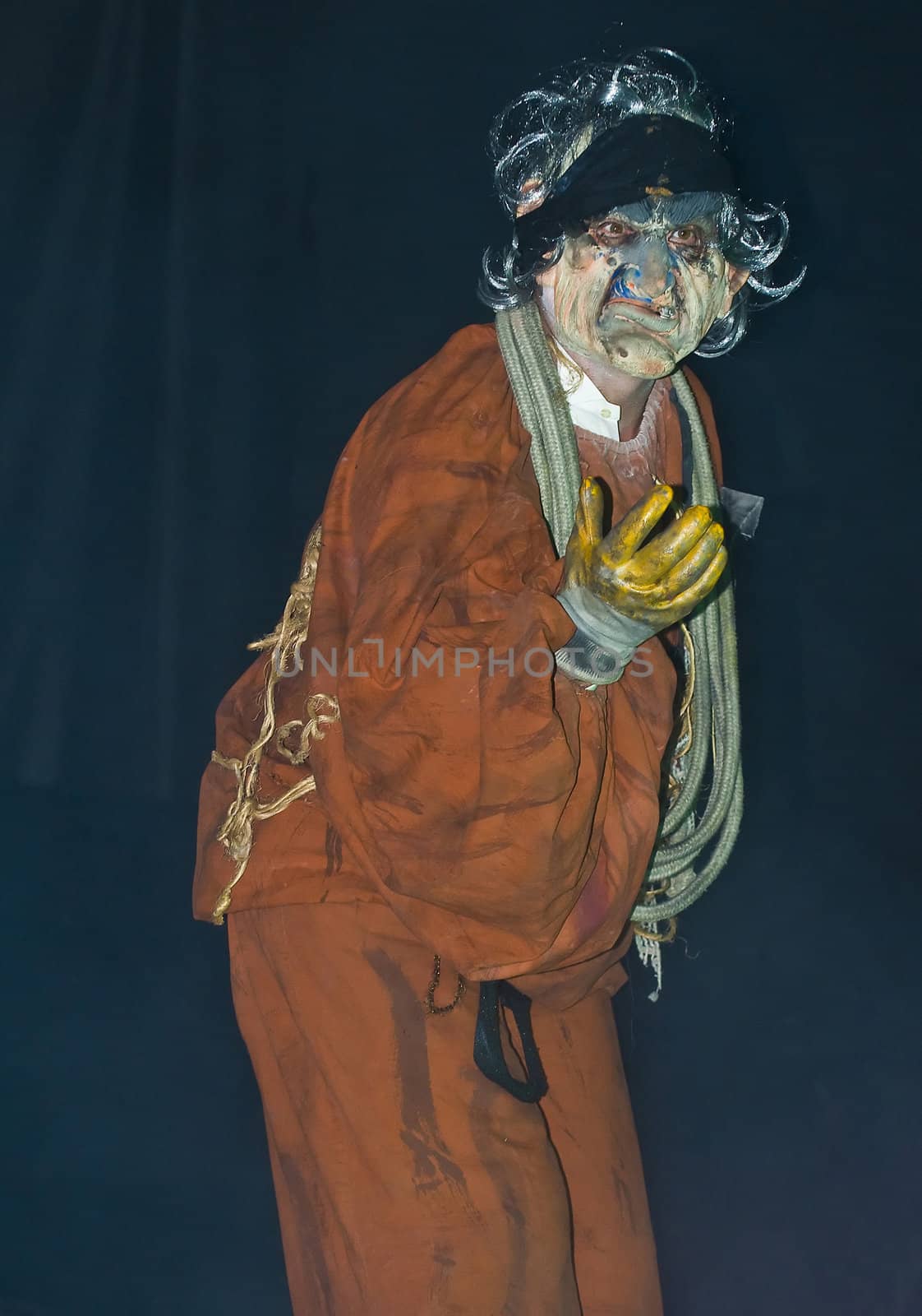 ACCO , ISRAEL - OCT 17 : An unidentified actor perform in the annual "Acco festival of alternative theatre"  take place in the old city of Acco , Israel on October 17 2011 