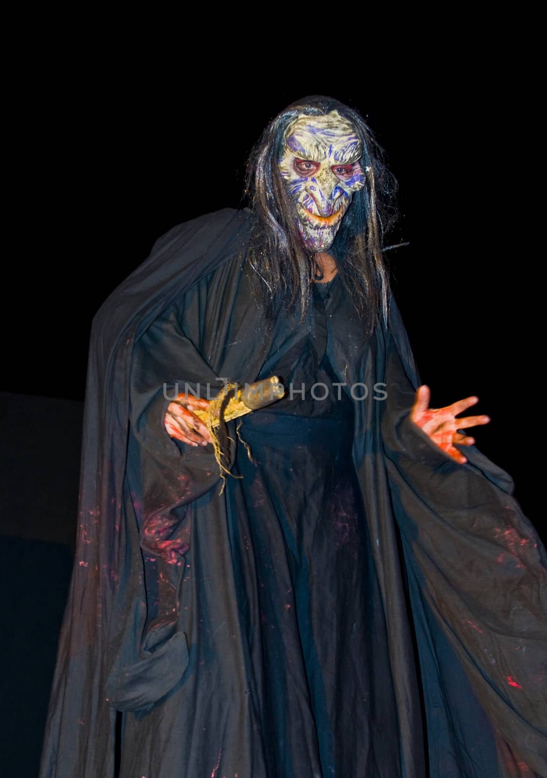 ACCO , ISRAEL - OCT 17 : An unidentified actor perform in the annual "Acco festival of alternative theatre"  take place in the old city of Acco , Israel on October 17 2011 
