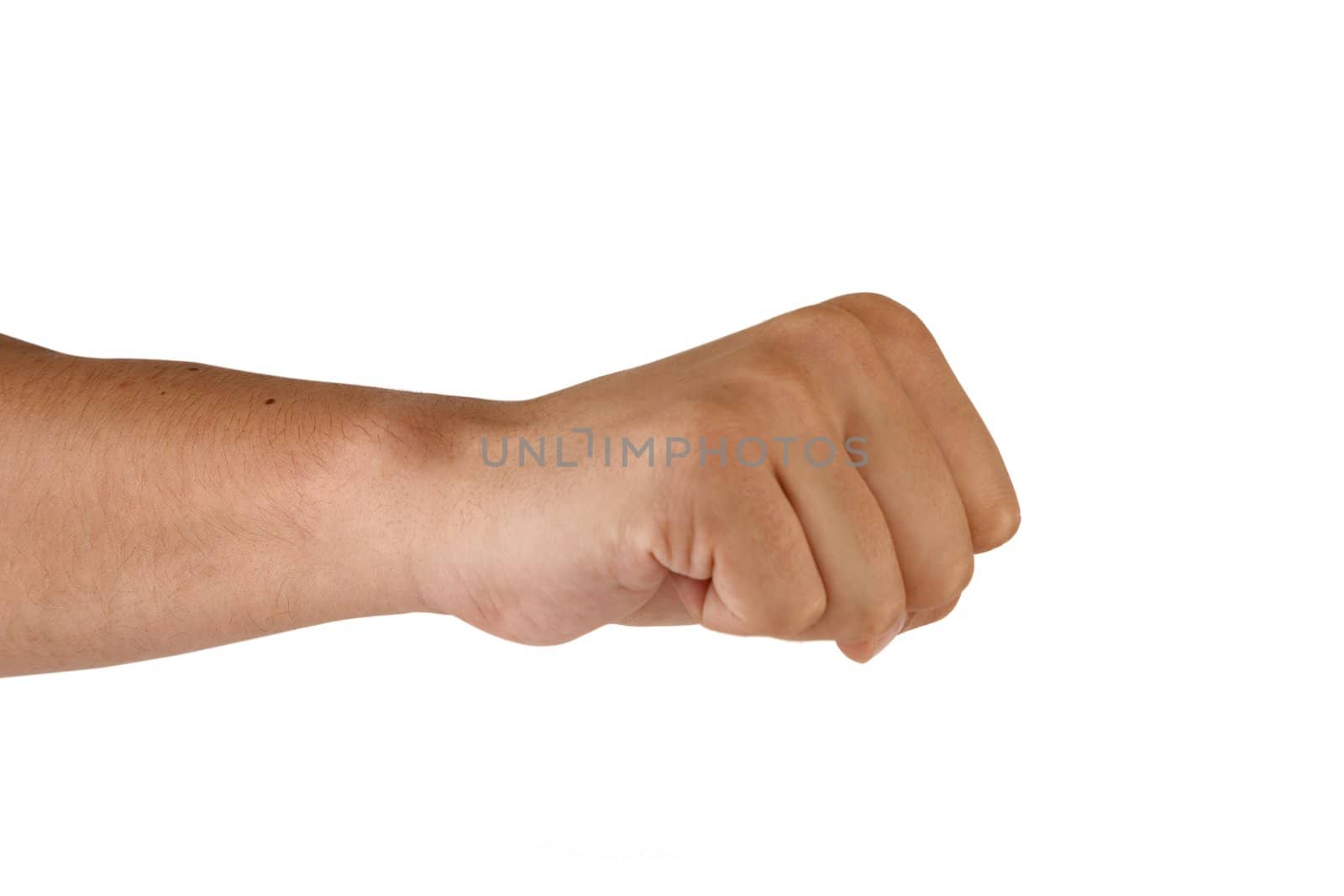 man hand fist isolated on white background 