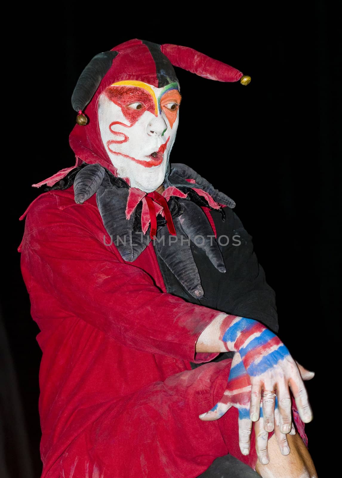 ACCO , ISRAEL - OCT 17 : An unidentified actor perform in the annual "Acco festival of alternative theatre"  take place in the old city of Acco , Israel on October 17 2011 